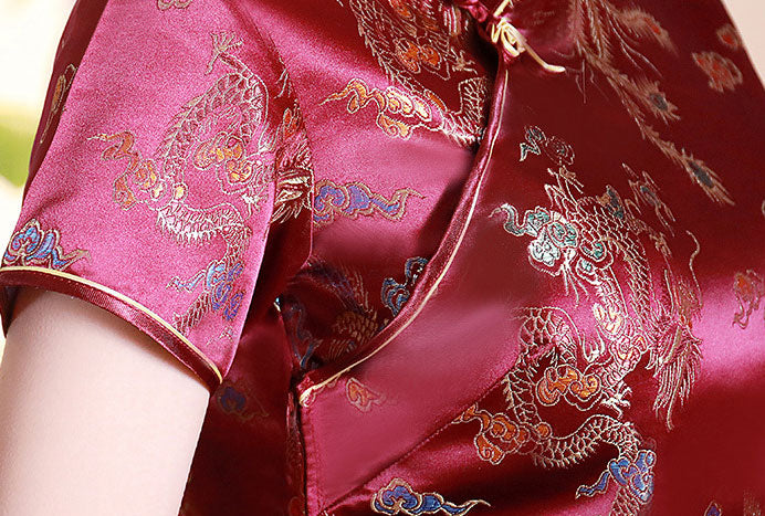 Jacquard Dragon Phoenix Qipao Cheongsam Blouse Top