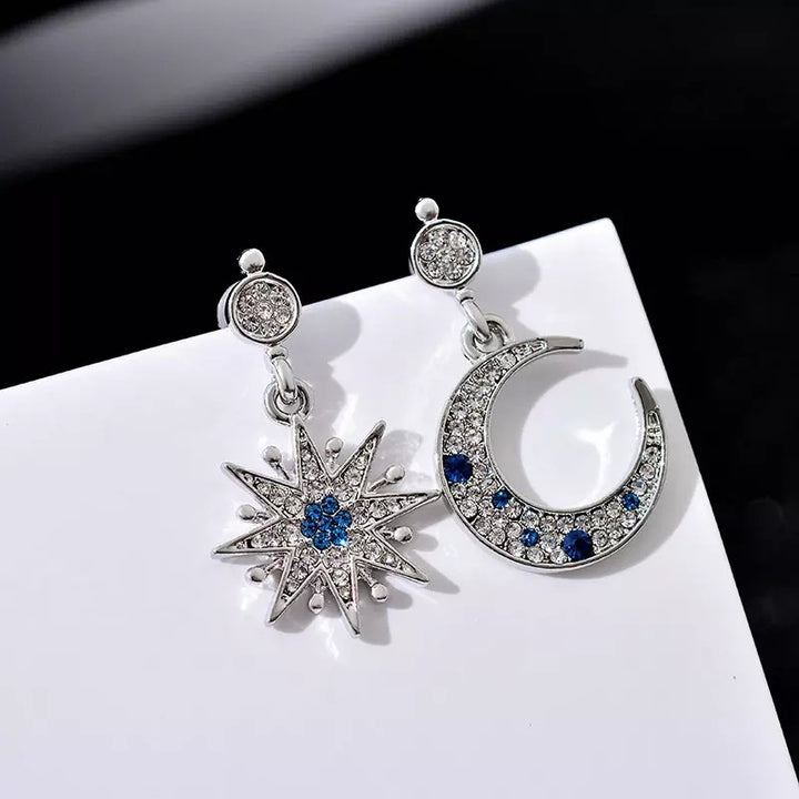 Asymmetric Star Moon Vintage Dangle Earrings