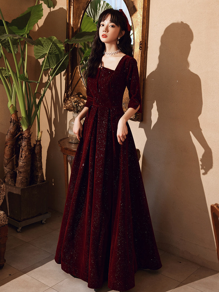 burgundy winter formal dresses Elegant Off the Shoulder Burgundy Satin Long Prom Dress, Off Shoulder –  abcprom
