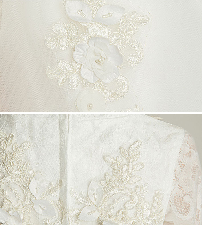 Red White Flower Girls High Low Wedding Birthday Cheongsam Dress