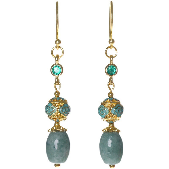 Green Agate Drop Dangle Clip on Non Pierced Earrings