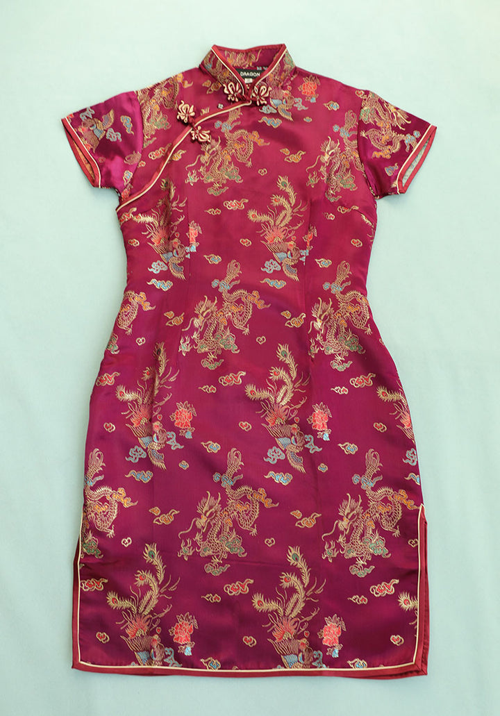 Jacquard Phoenix Dragon Cheongsam Qipao Dress