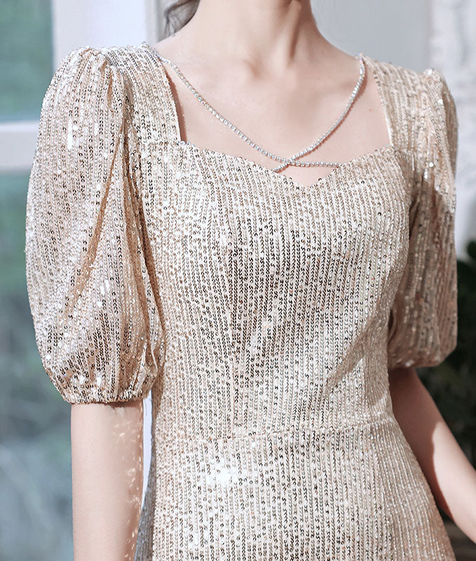 Purple Sequined A-Line Tulle Evening Party Dress