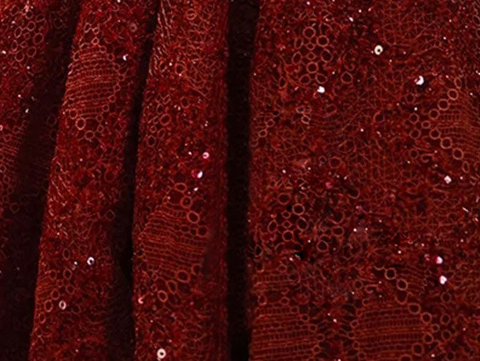 Red Sequined Tie Strap Midi A-Line Slip Prom Dress