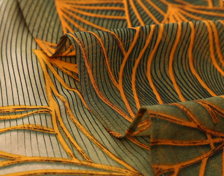 Green Blue Mothers Lotus Print A-Line Qipao Cheongsam Dress