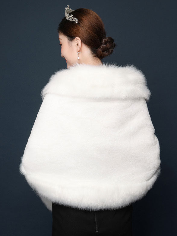 White Red  Artificial Wedding Bride Winter Wrap Shawl