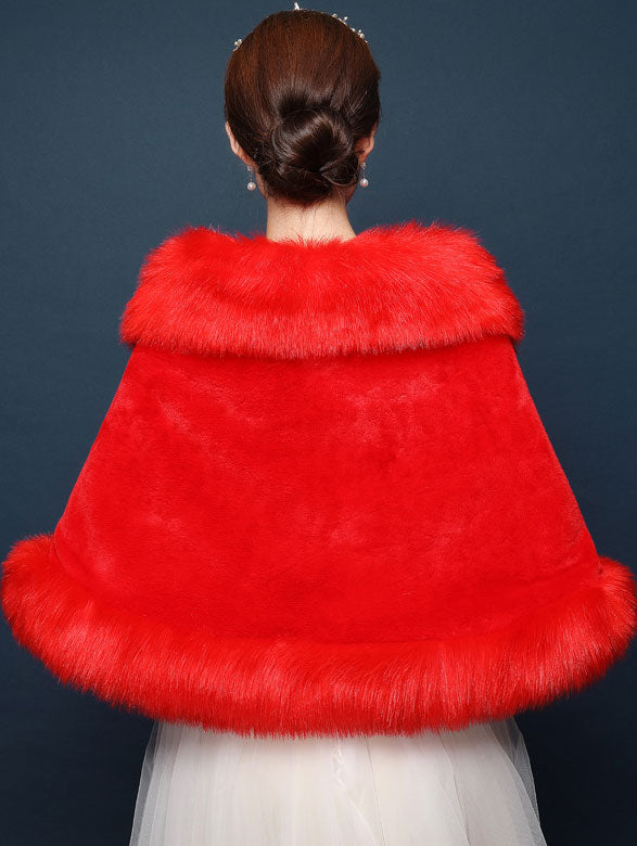 White Red  Artificial Wedding Bride Winter Wrap Shawl