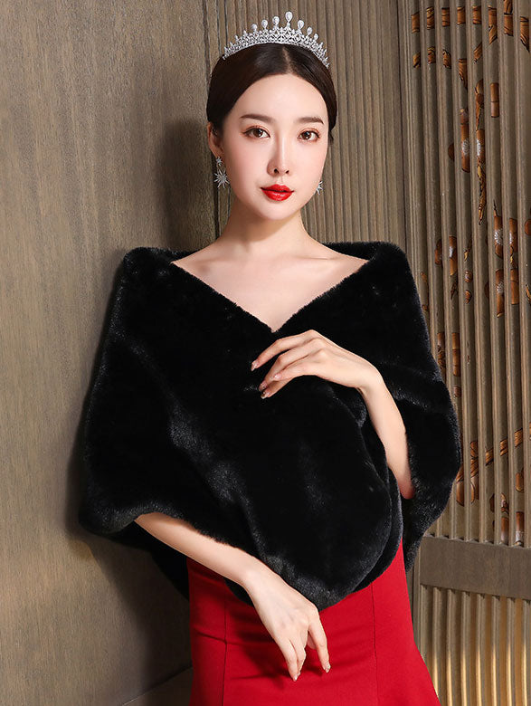 Artificial Fur Evening Party Wedding Bride Wrap Shawl