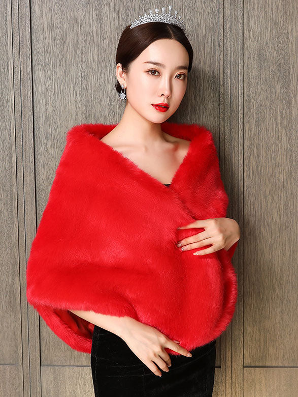 Artificial Fur Evening Party Wedding Bride Wrap Shawl