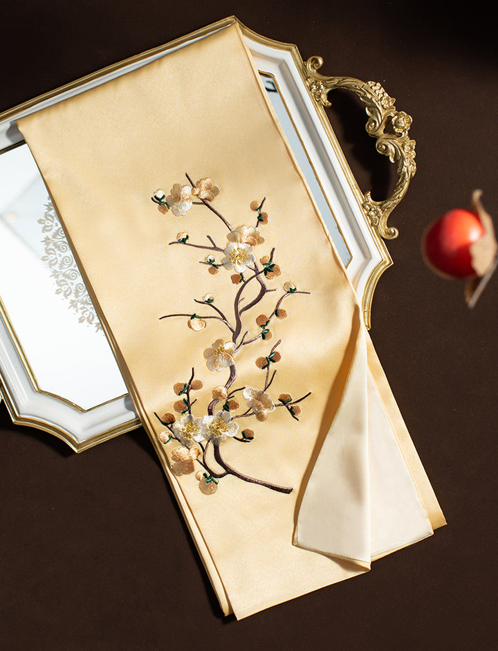 Embroidered Plum Blossom Women Silk Scarf Shawl
