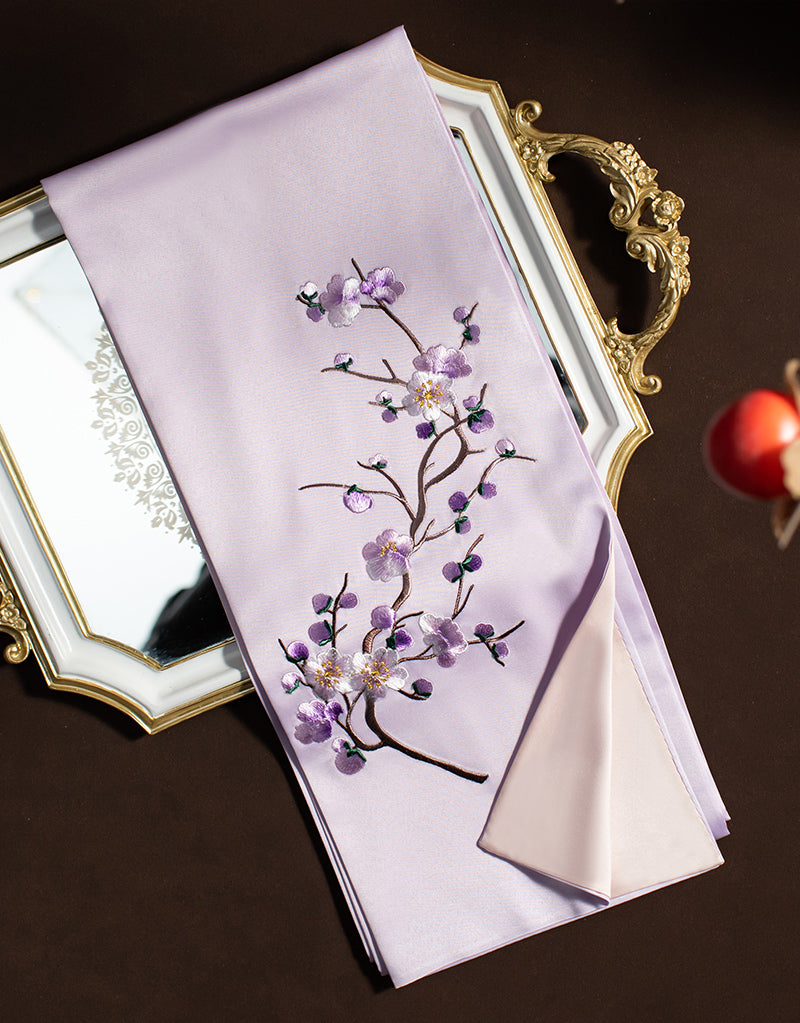 Embroidered Plum Blossom Women Silk Scarf Shawl