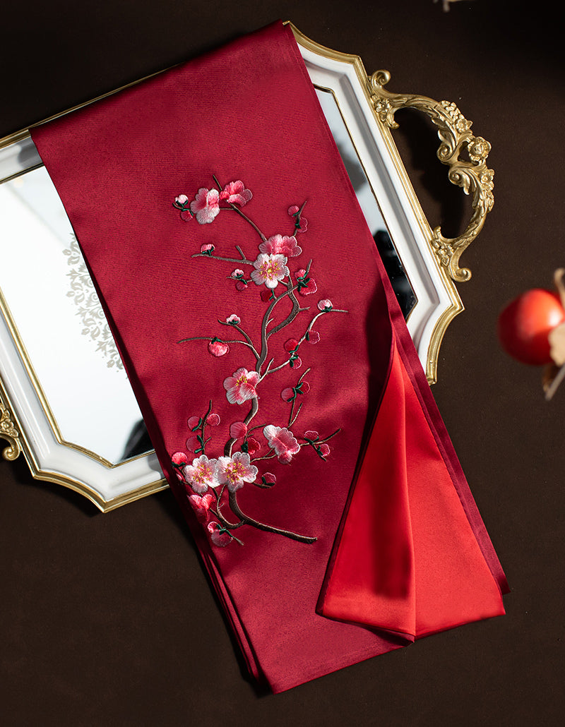 Embroidered Plum Blossom Women Silk Scarf Shawl