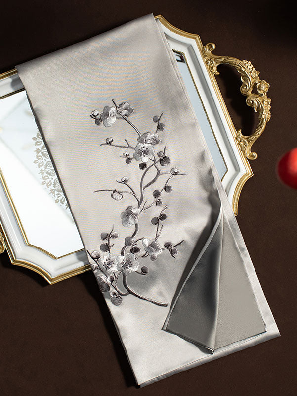 Embroidered Plum Blossom Women Silk Scarf Shawl