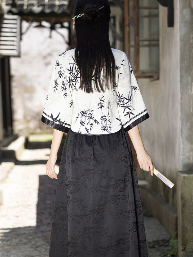 Floral Print Bell Sleeve Cheongsam Blouse Top