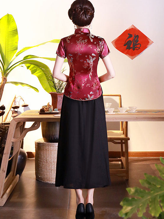 Jacquard Dragon Phoenix Qipao Cheongsam Blouse Top