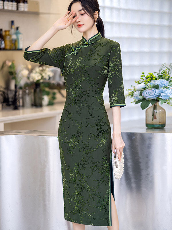 jacquard green dress Strapless Flowered Jacquard Long Dress with Piping Detail BLUE