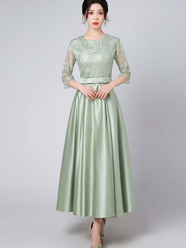 Lace Top A-Line Maxi Prom Dress