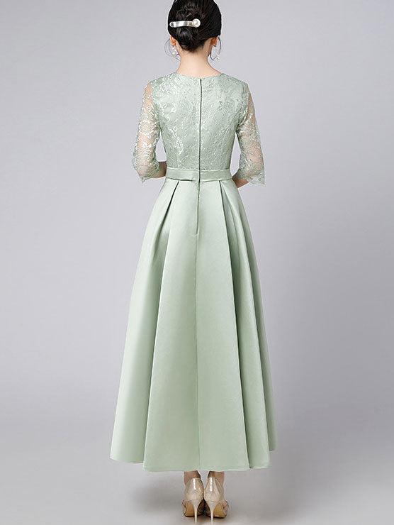 Lace Top A-Line Maxi Prom Dress