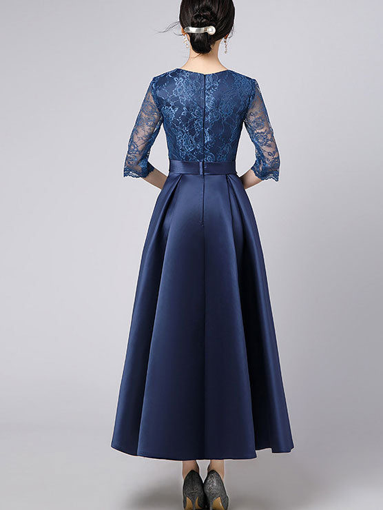 Lace Top A-Line Maxi Prom Dress