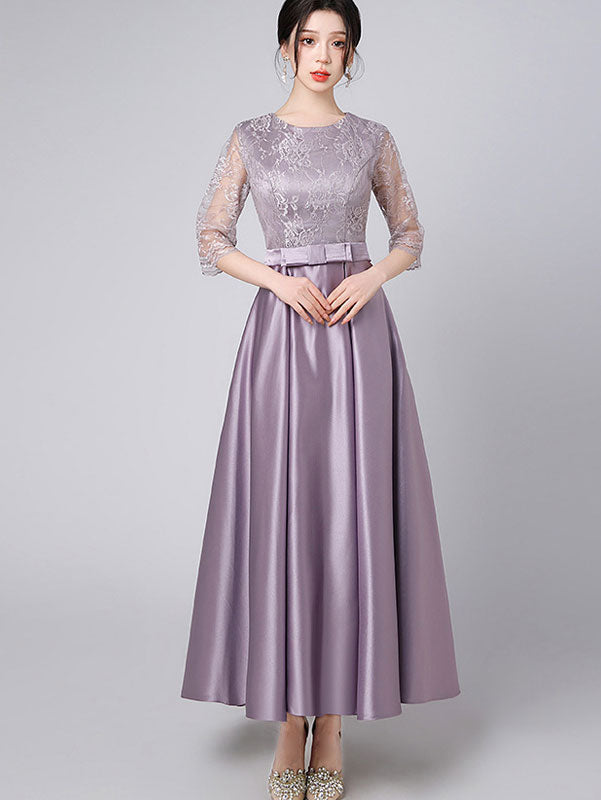 Lace Top A-Line Maxi Prom Dress