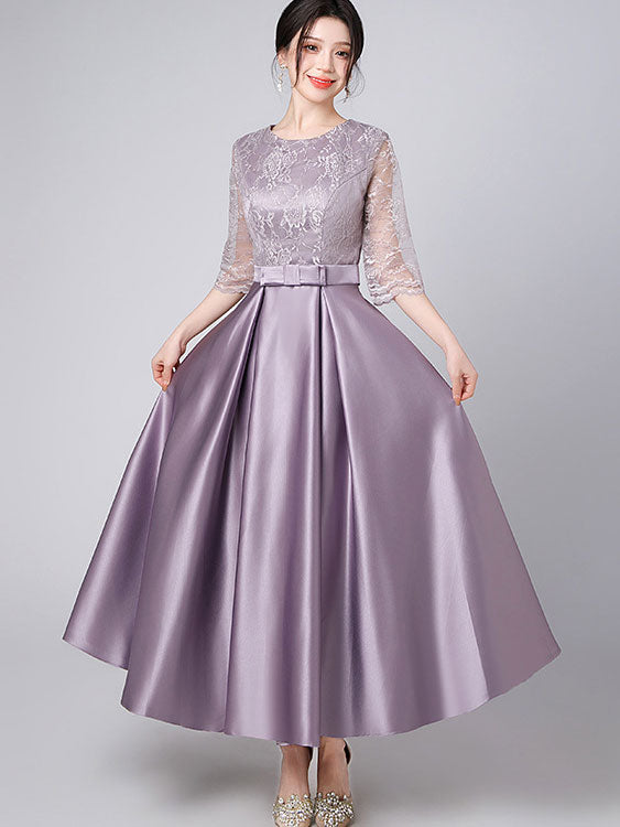 Lace Top A-Line Maxi Prom Dress