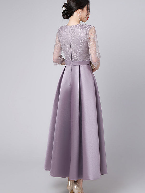 Lace Top A-Line Maxi Prom Dress