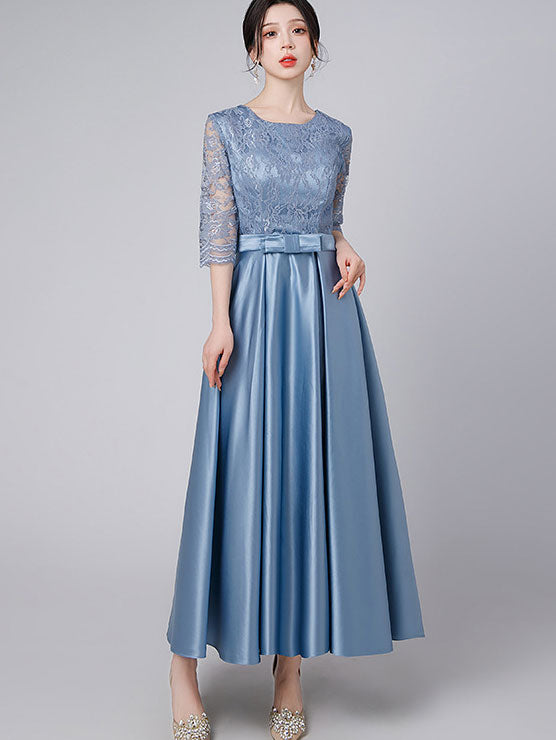 Lace Top A-Line Maxi Prom Dress