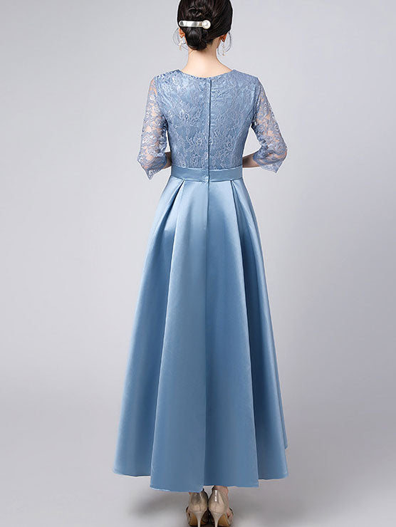 Lace Top A-Line Maxi Prom Dress