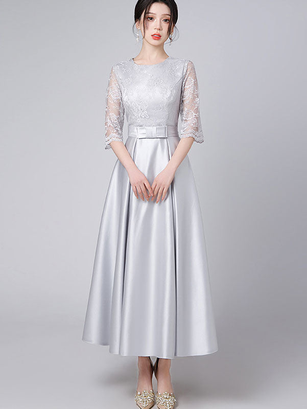 Lace Top A-Line Maxi Prom Dress