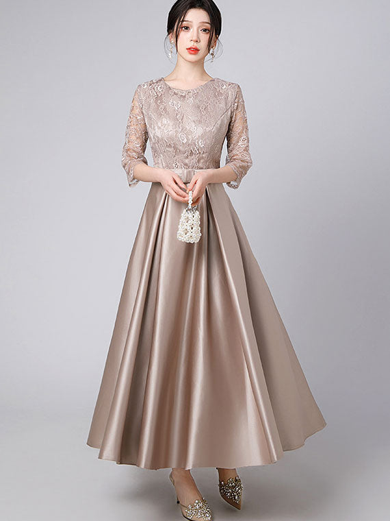 Lace Top A-Line Maxi Prom Dress