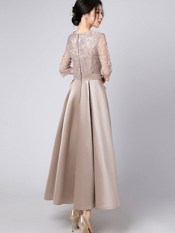 Lace Top A-Line Maxi Prom Dress