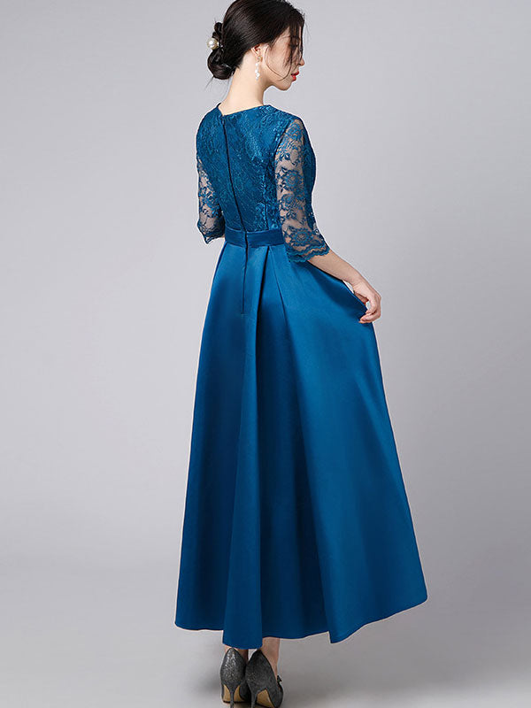 Lace Top A-Line Maxi Prom Dress