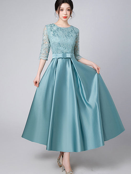 Lace Top A-Line Maxi Prom Dress