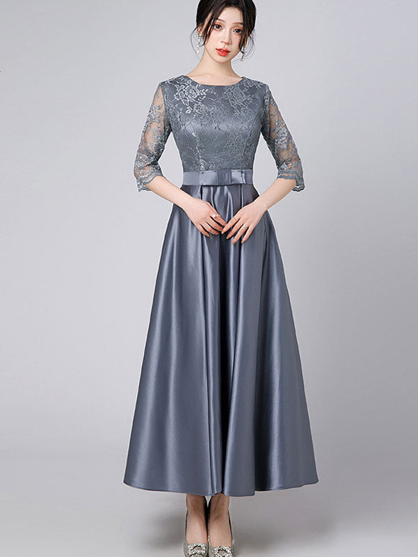 Lace Top A-Line Maxi Prom Dress