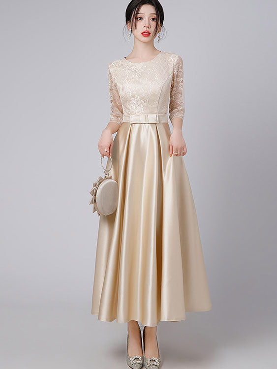 Lace Top A-Line Maxi Prom Dress