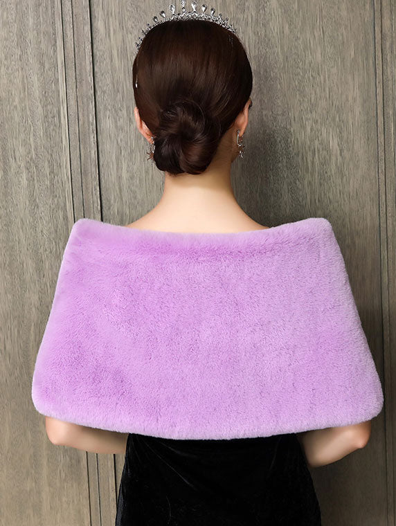 Artificial Fur Brooch Evening Party Wedding Bride Wrap Shawl