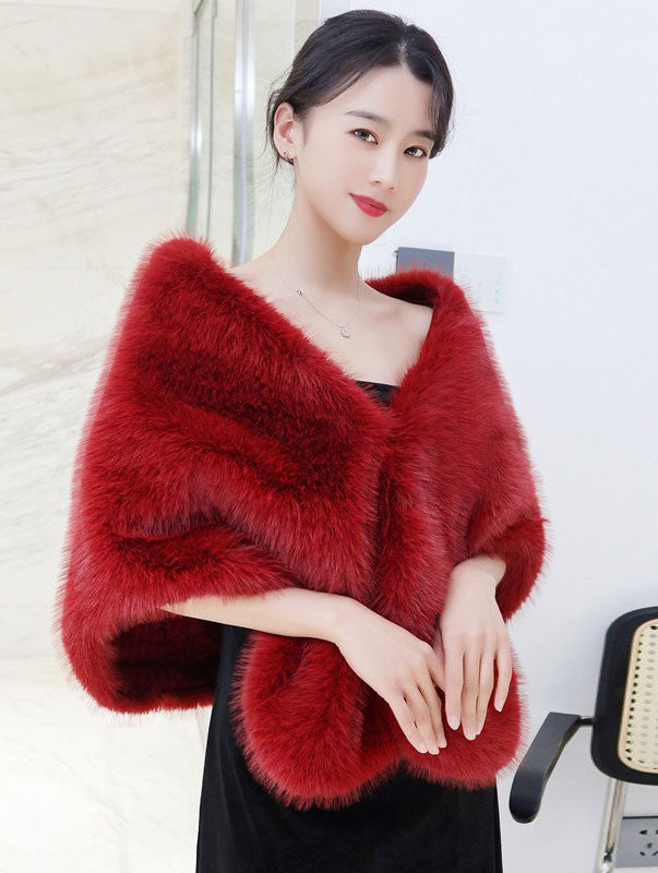 Winter Women Faux Fur Wrap Shawl for Wedding Evening Party
