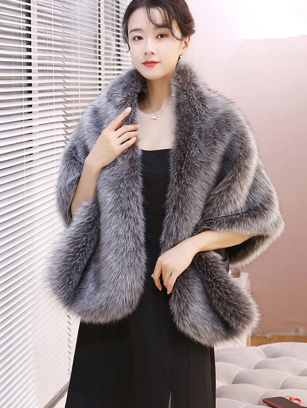 Winter Women Faux Fur Wrap Shawl for Wedding Evening Party