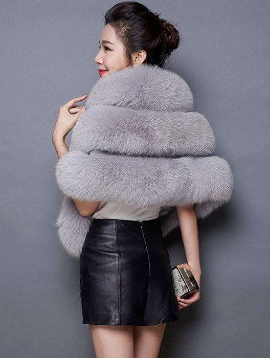 Women Faux Fur Winter Shawl Bridal Wedding Wraps