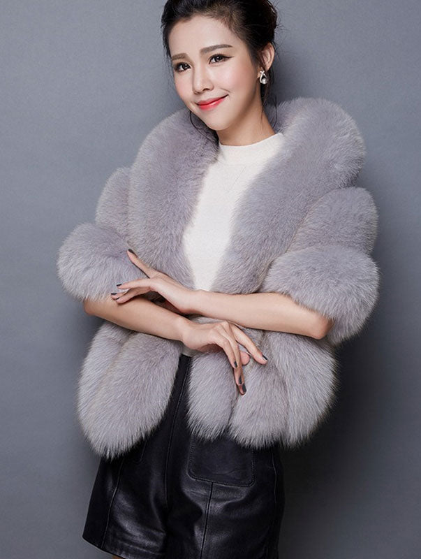 Women Faux Fur Winter Shawl Bridal Wedding Wraps