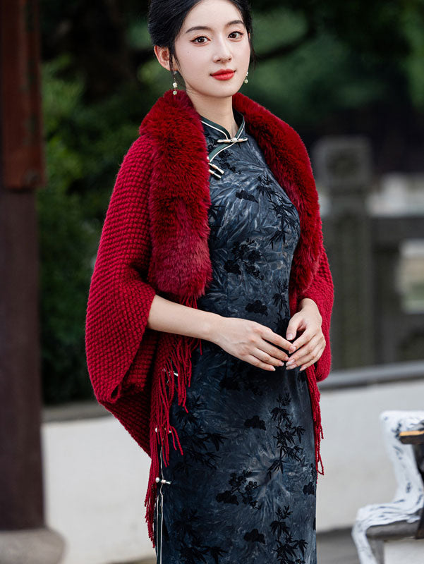 open lace back dress Beige Burgundy Knit Women Wrap Sweater Cardigan