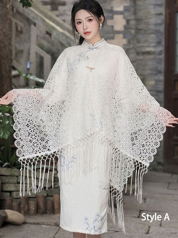 White Lace Shawls Wraps for Evening Party Dresses Style A