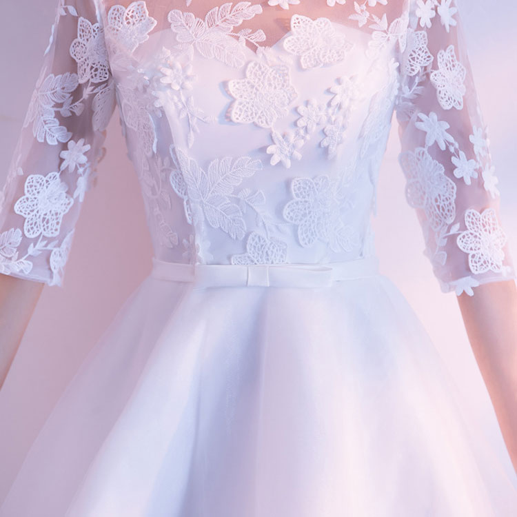 White High Low Hem Cheongsam Qi Pao Bridesmaid Dress