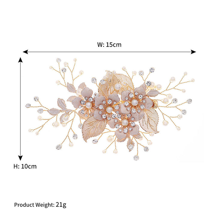 Rhinestone Pearls Leaf Flower Bridal Wedding Hair Clip