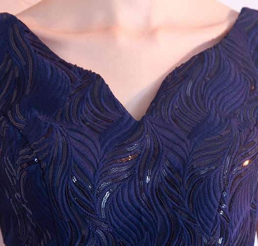 Red Blue Sequined High Low Hem Party Dress