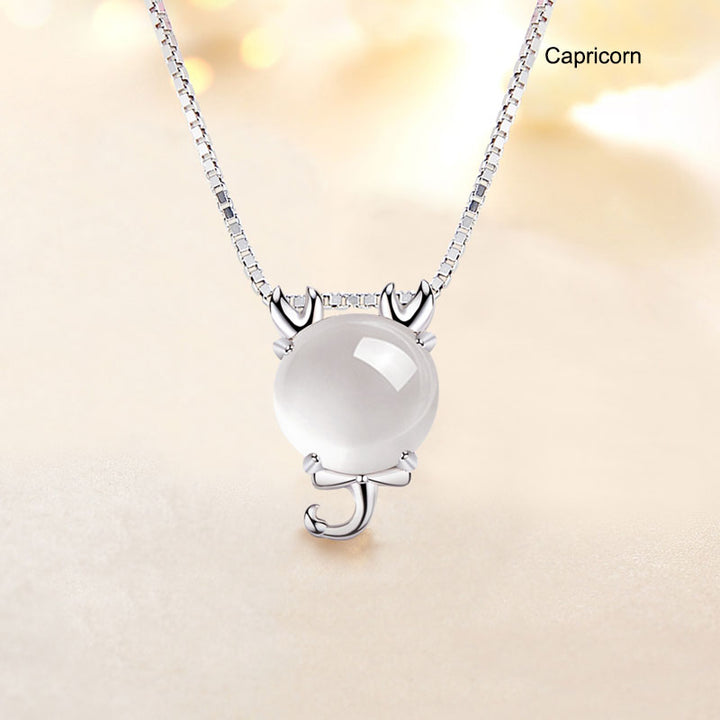 12 Constellation Zodiac Silver Crystal Pendant Necklace