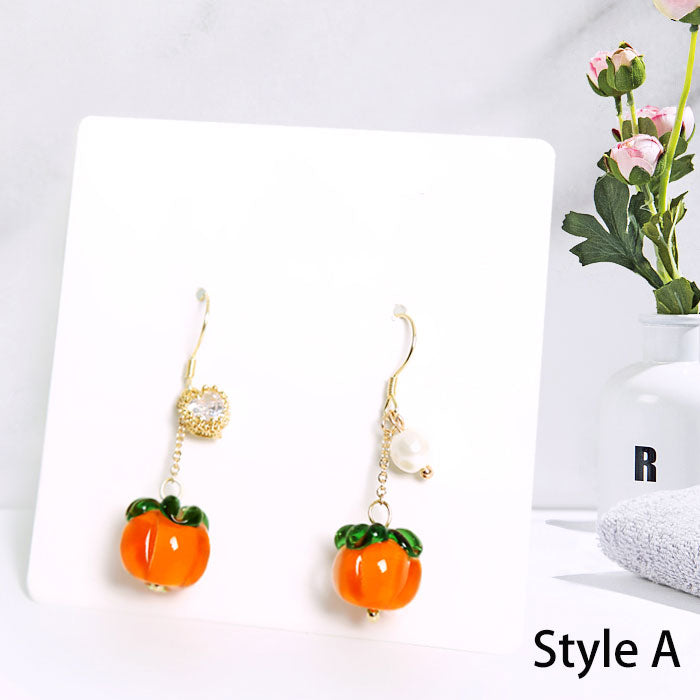 Colored Glaze Persimmon Drop Dangle Earrings