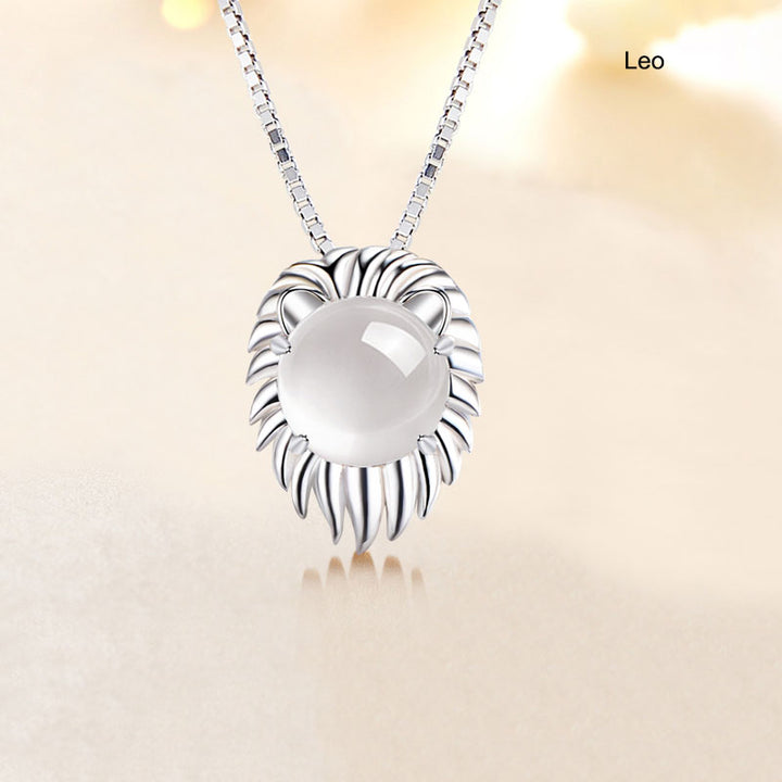 12 Constellation Zodiac Silver Crystal Pendant Necklace