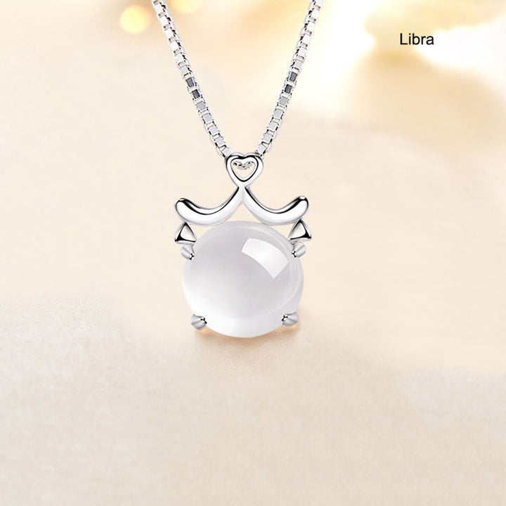 12 Constellation Zodiac Silver Crystal Pendant Necklace