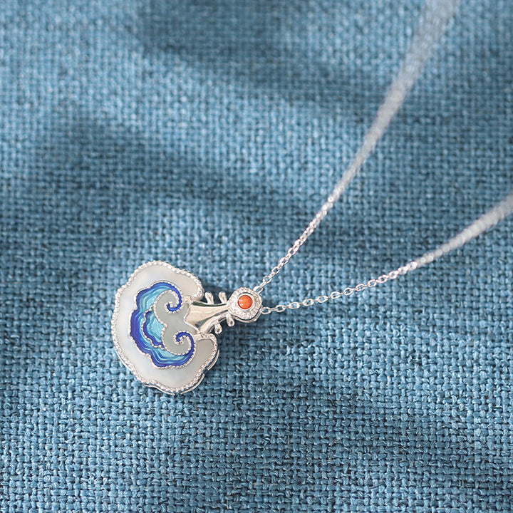 Cloisonne Jade Longeval Lock Pendant Necklace Birthday Christmas Gift